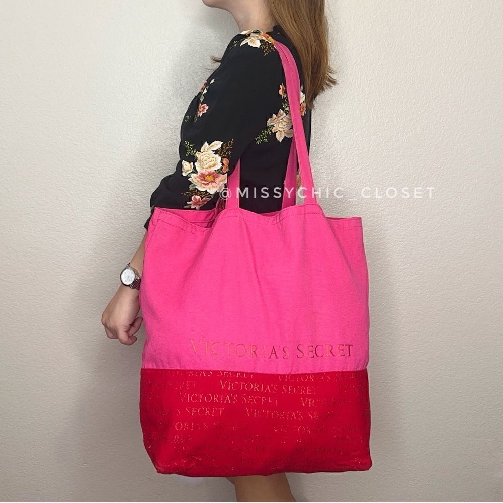 Victoria’s Secret Pink Red Metallic Large Tote